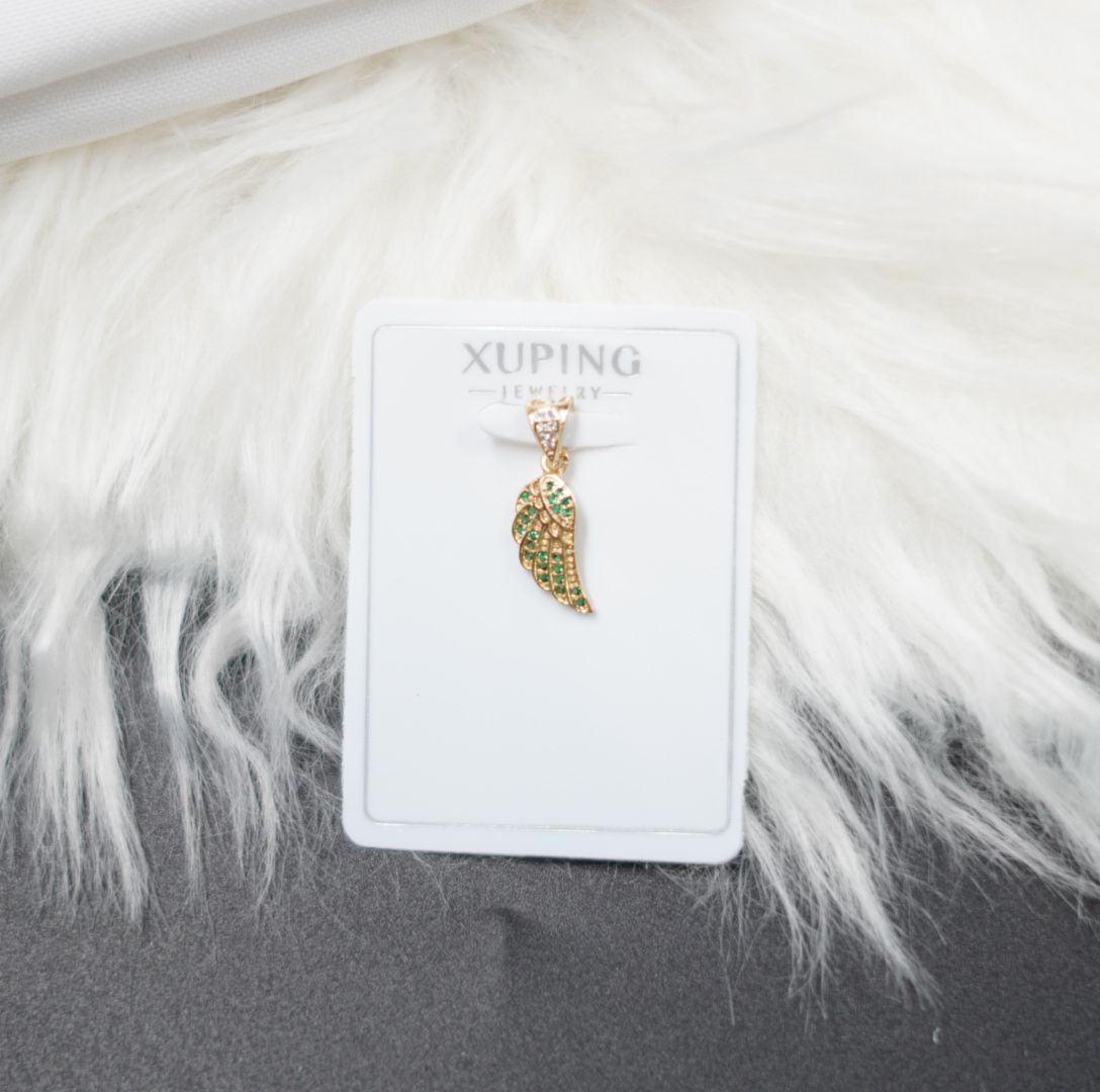 Miniatura 1 de DIJE ALAS DORADO PIEDRAS VERDES